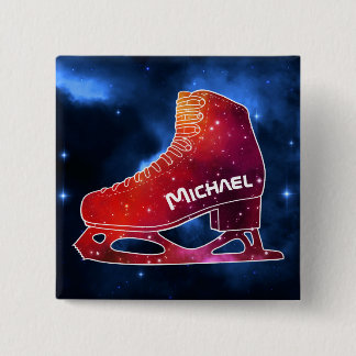 Badge Carré 5 Cm Personalized Figure Skating Space Boot