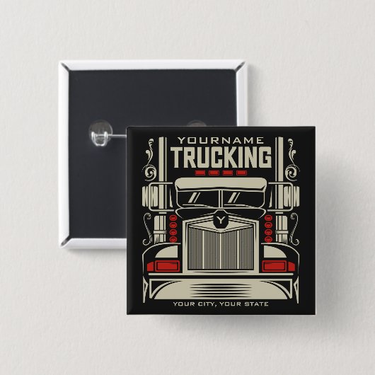 Badge Carré 5 Cm Personalized Trucking 18 Wheeler BIG Trucker (Devant & derrière)