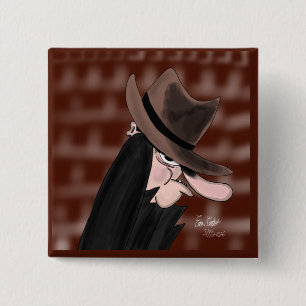 Badge Carré 5 Cm Personnage de dessin animé méchant sournois