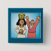 Badge Carré 5 Cm Personnages bibliques de la reine et du prophète f (Devant)
