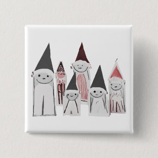 Badge Carré 5 Cm Personnages de Noël mignons dessinés à la main