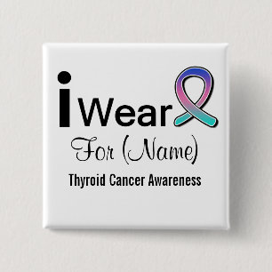 Badge Carré 5 Cm Personnalisable je porte le ruban de cancer de la