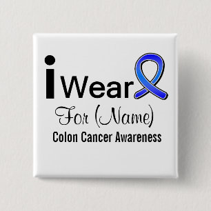 Badge Carré 5 Cm Personnalisable je porte un ruban de cancer du