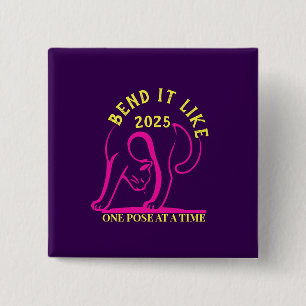Badge Carré 5 Cm Personnalisable "Plier comme 2025" Yoga Cat