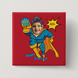 Badge Carré 5 Cm Personnalisation de l'anniversaire de Superhero