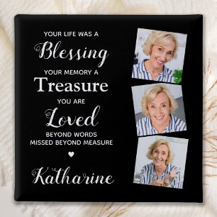 Badge Carré 5 Cm Personnalisé 3 Photo commémoration Funérailles com