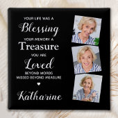 Badge Carré 5 Cm Personnalisé 3 Photo commémoration Funérailles com