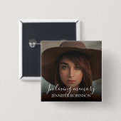 Badge Carré 5 Cm Personnalisé Moderne dans la mémoire d'amour | Mém (Devant & derrière)