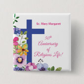 Badge Carré 5 Cm Personnaliser, 50e anniversaire Nun vie religieuse (Devant)