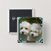 Badge Carré 5 Cm Personnaliser Aimant Chien Cavachon (Devant & derrière)