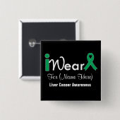 Badge Carré 5 Cm Personnaliser Emerald Green Ribbon Cancer du foie (Devant & derrière)