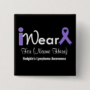 Badge Carré 5 Cm Personnaliser le lymphome de Violet Ribbon Hodgkin