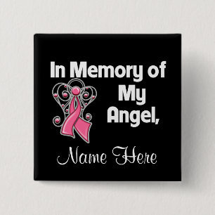 Badge Carré 5 Cm Personnalisez dans la mémoire de mon cancer du