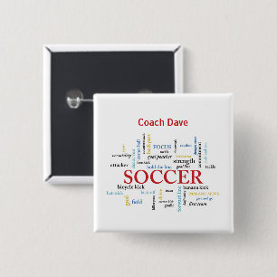 Badge Carré 5 Cm Personnalisez, Entraîneur de Football Merci en Mot