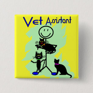 Badge Carré 5 Cm Personne auxiliaire de bâton de vétérinaire ave