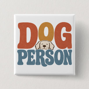 Badge Carré 5 Cm Personne Rétro Chien Typographie Amoureux des Chie