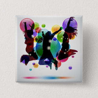 Badge Carré 5 Cm Personnes heureuses