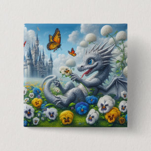 Badge Carré 5 Cm Pétales et échelles