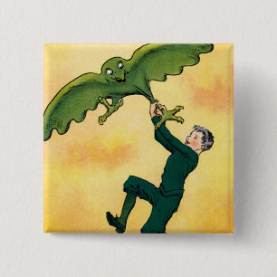 Badge Carré 5 Cm Peter et le bouton Oiseau