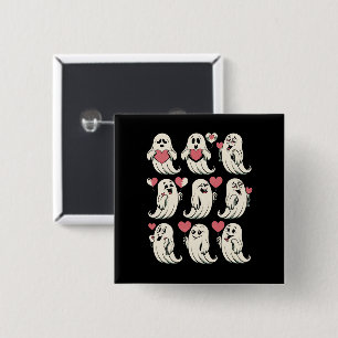 Badge Carré 5 Cm Petit ami fantôme mignon cœur Saint-Valentin Coupl