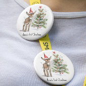 Badge Carré 5 Cm petit âne mignon et arbre de noël, personnalisable