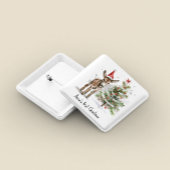 Badge Carré 5 Cm petit âne mignon et arbre de noël, personnalisable