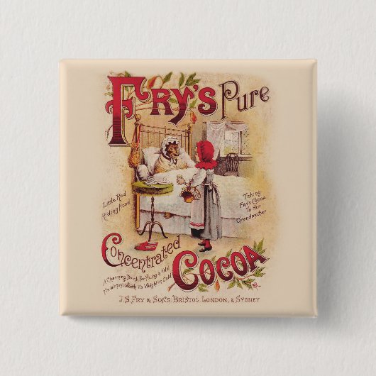 Badge Carré 5 Cm Petit cacao à chapeau rouge (Devant)