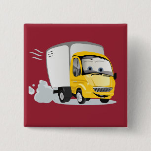 Badge Carré 5 Cm Petit Camion Cartoon Jaune pour enfants !