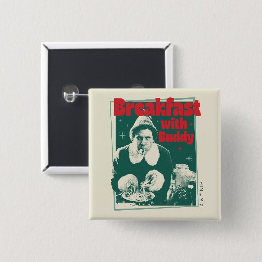 Badge Carré 5 Cm Petit-Déjeuner Avec Buddy (Devant & derrière)