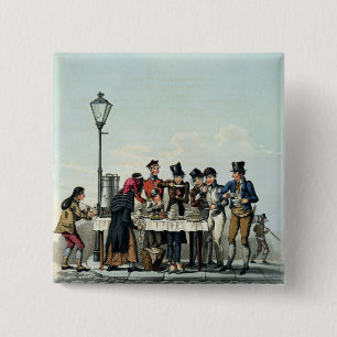 Badge Carré 5 Cm Petit déjeuner de rue gravé par G.Hunt, 1825