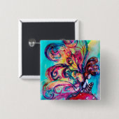 Badge Carré 5 Cm Petit Elfe de Champignons (Devant & derrière)