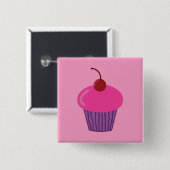 Badge Carré 5 Cm Petit gâteau rose (Devant & derrière)