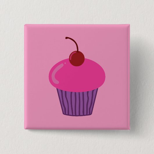 Badge Carré 5 Cm Petit gâteau rose (Devant)