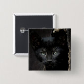 Badge Carré 5 Cm Petit Kitty noir (Devant & derrière)