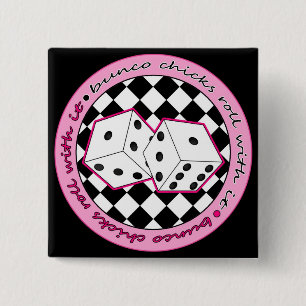 Badge Carré 5 Cm Petit pain de poussins de Bunco avec lui - rose