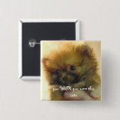 Badge Carré 5 Cm petit pomeranian mignon (Devant & derrière)