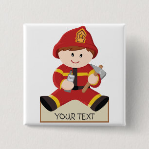 Badge Carré 5 Cm petit pompier de sapeur-pompier