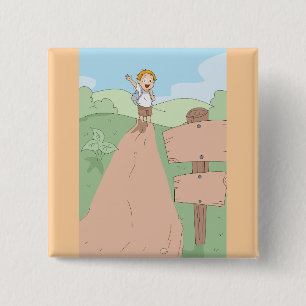 Badge Carré 5 Cm Petite aventure de randonnée pour l'explorateur