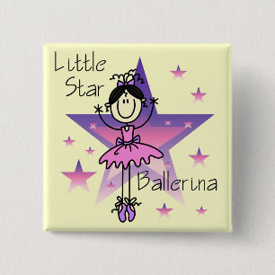 Badge Carré 5 Cm Petite Ballerine aux Cheveux Noirs