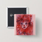 BADGE CARRÉ 5 CM PETITE CLOWN ROUGE (Devant & derrière)