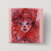 BADGE CARRÉ 5 CM PETITE CLOWN ROUGE (Devant)