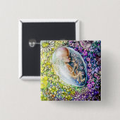 Badge Carré 5 Cm Petite Fleur - détail (Devant & derrière)