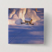 Badge Carré 5 Cm Petite maison dans le bouton Neige (Devant)