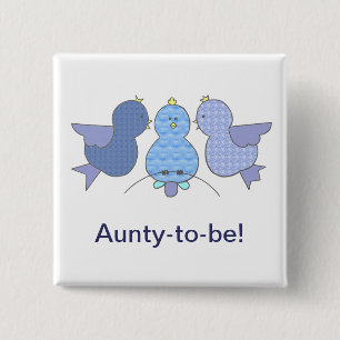Badge Carré 5 Cm Petite tante bleue mignonne à être, baby shower