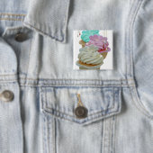 Badge Carré 5 Cm Petits gâteaux avec Bling ! (En situation)