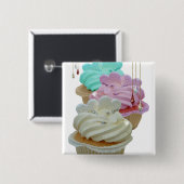 Badge Carré 5 Cm Petits gâteaux avec Bling ! (Devant & derrière)