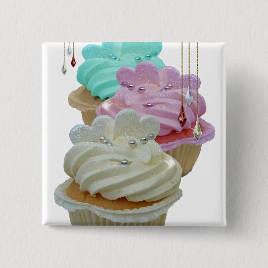 Badge Carré 5 Cm Petits gâteaux avec Bling ! (Devant)