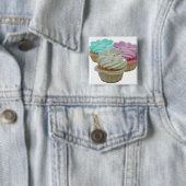 Badge Carré 5 Cm Petits gâteaux et coeurs (En situation)