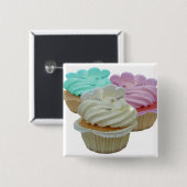 Badge Carré 5 Cm Petits gâteaux et coeurs (Devant & derrière)