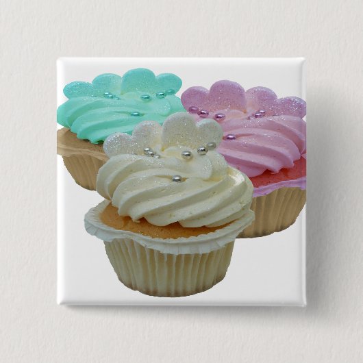 Badge Carré 5 Cm Petits gâteaux et coeurs (Devant)
